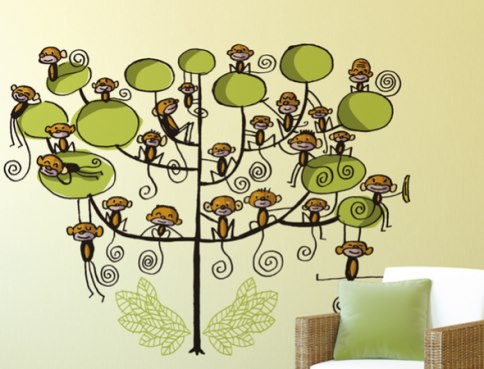 vinilo decorativo arbol con monos