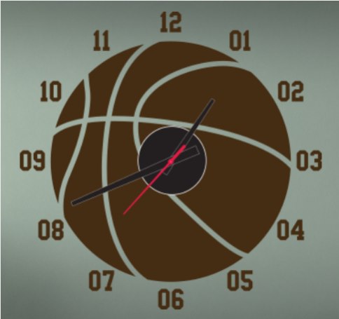 Vinilo Decorativo reloj balon de baloncesto