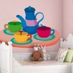 Hermosa propuesta de tazas con tetera para decorar la pared