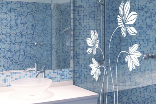 Decora la mampara del baño con un vinilo floral « Vinilos decorativos