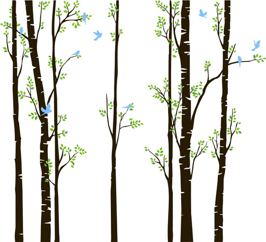 Vinilos de árboles, ramas y pájaros