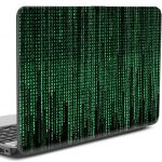 Un portátil con vinilo al estilo Matrix